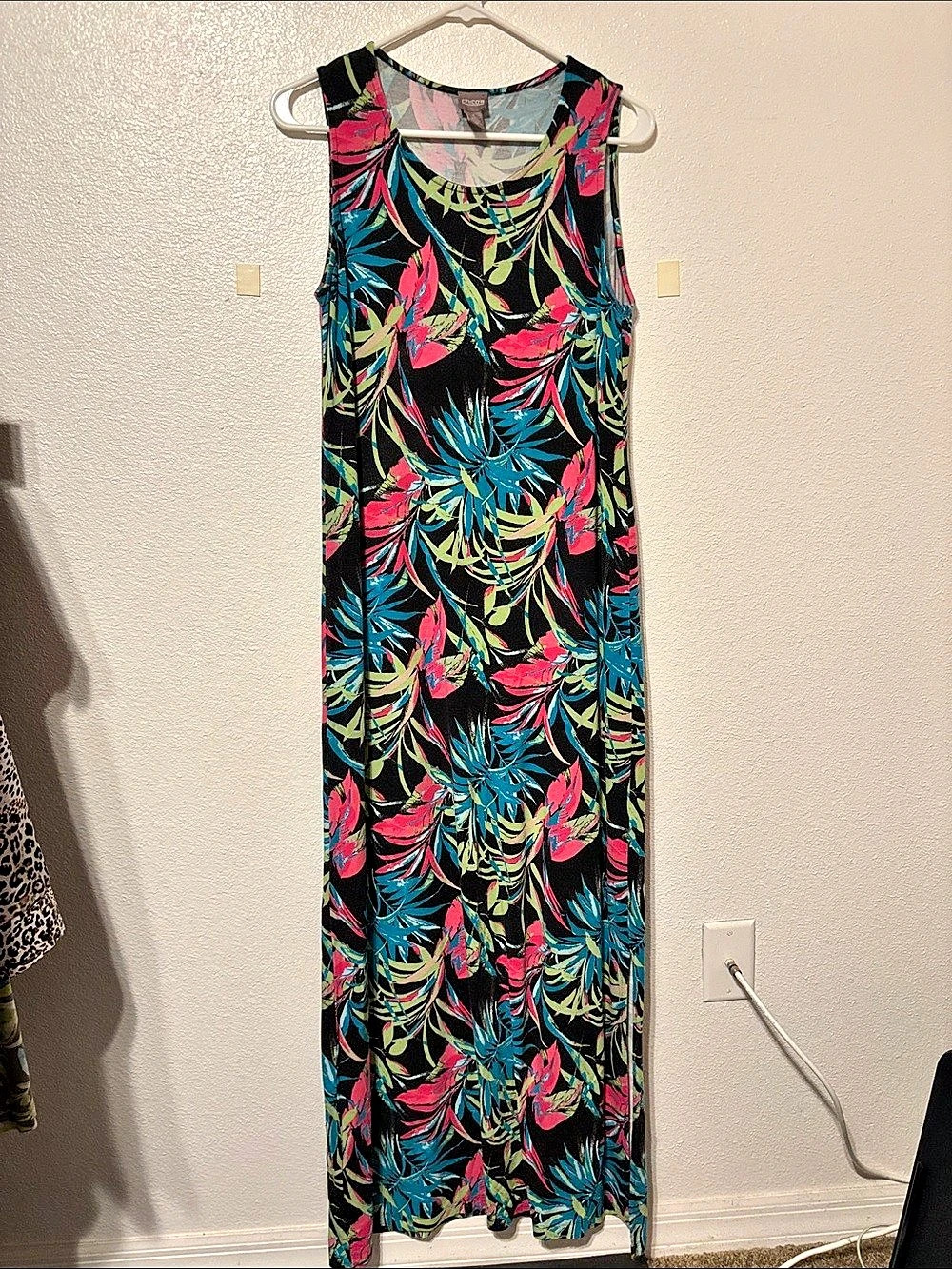 Chico's Floral Maxi Dress in Black & Pink Size 1 Like New